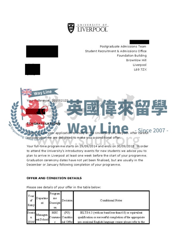 英國利物浦大學消費者營銷碩士