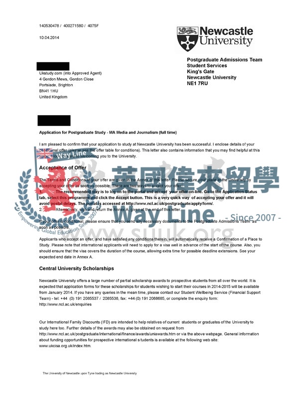 英國紐卡斯爾大學媒體和新聞碩士