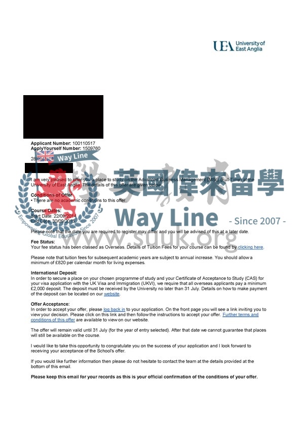 英國東安格利亞大學企業管理碩士