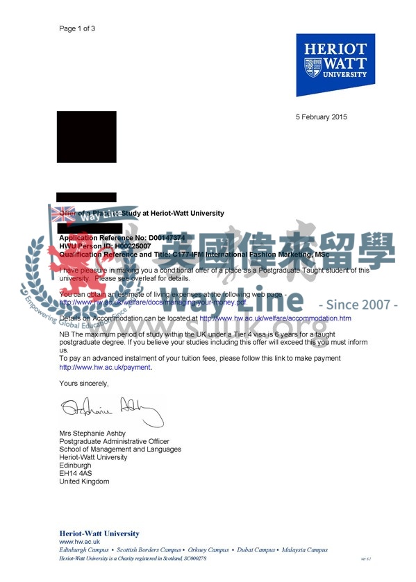 英國赫瑞瓦特大學國際時裝營銷碩士
