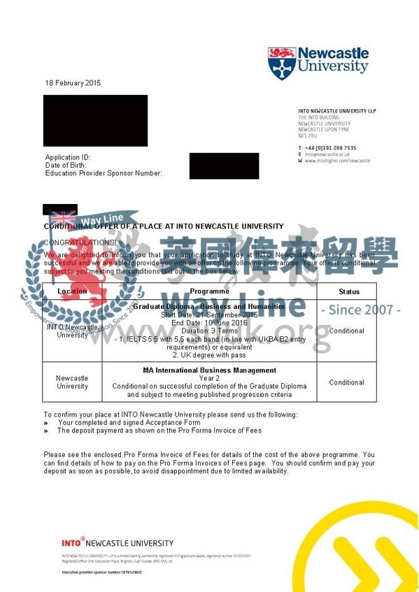 英國紐卡斯爾大學國際商務管理碩士