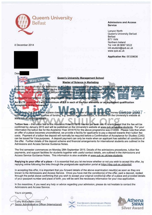 英國貝爾法斯特女王大學營銷碩士