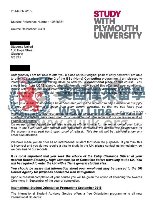 英國普利茅斯大學計算機最後一年本科