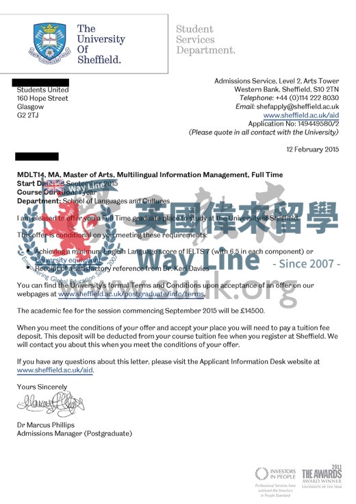 英國謝菲爾德大學多語種信息管理碩士