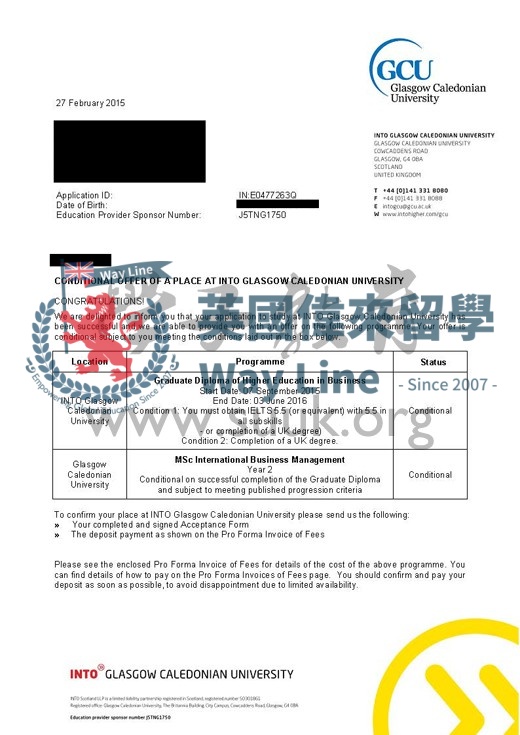 英國格拉斯哥卡利多尼亞大學國際商務管理碩士預科