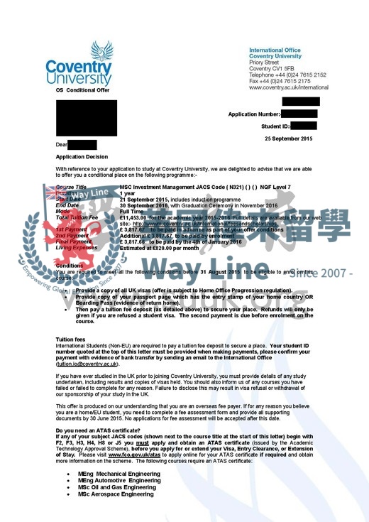 英國考文垂大學投資管理碩士