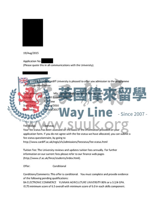 英國卡迪夫大學物流和運營管理碩士
