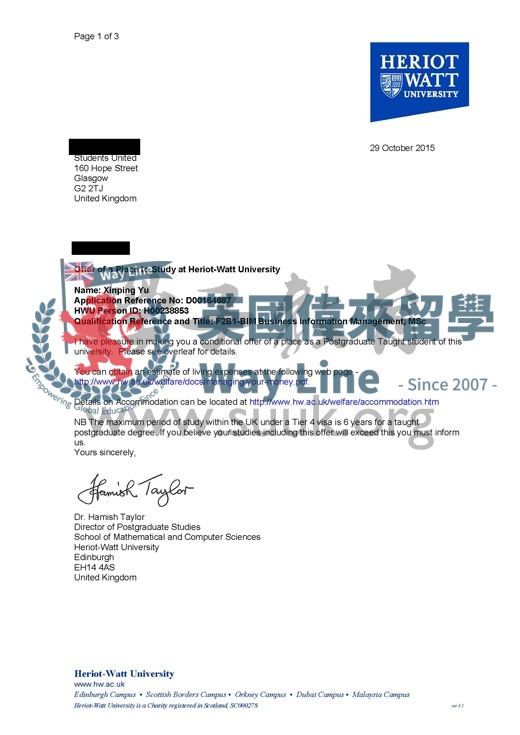 英國赫瑞瓦特大學商務信息管理碩士