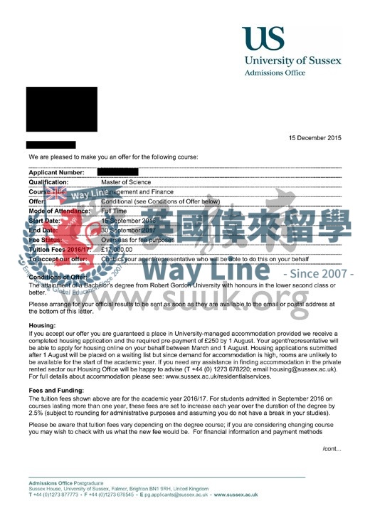 英國薩塞克斯大學金融管理碩士