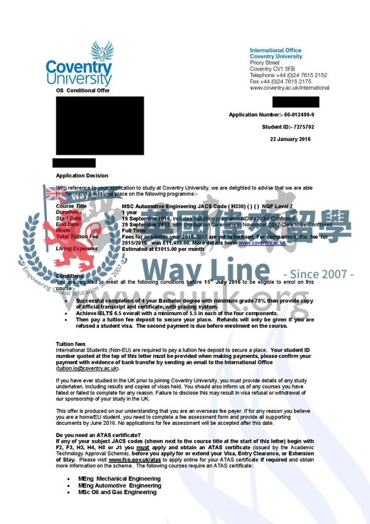 英國考文垂大學汽車工程碩士