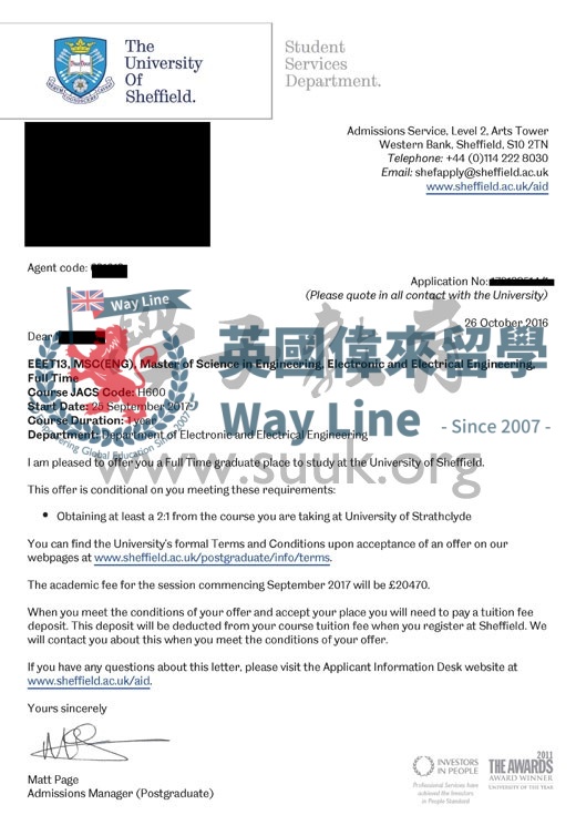 英國謝菲爾德大學電子與電氣工程碩士