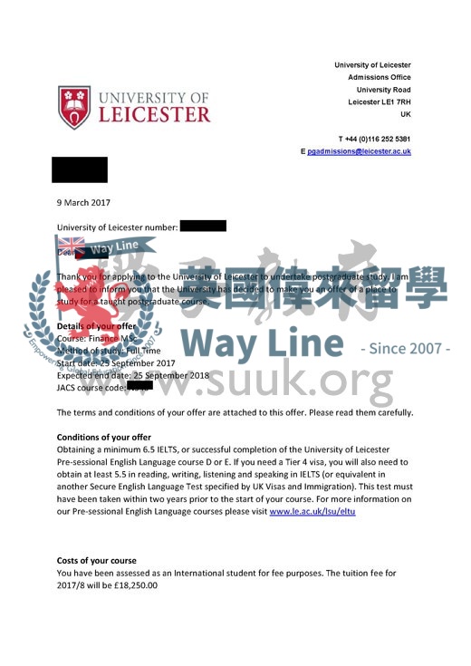 英國萊斯特大學金融碩士