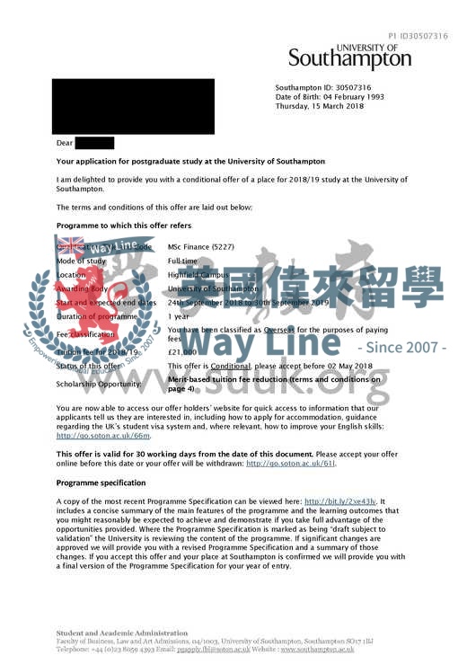 英國南安普頓大學金融碩士