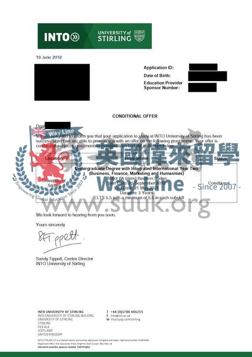 英國斯特林大學商務學習國際大二