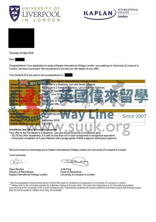英國倫敦Kaplan國際學院商業，法律和社會科學碩士預科
