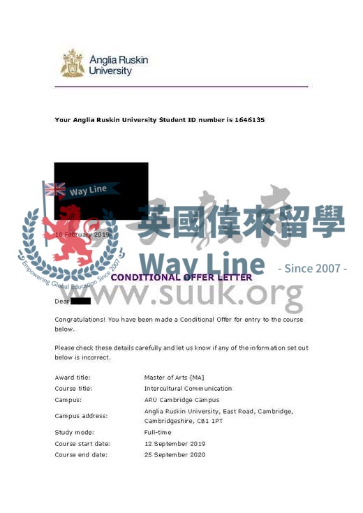 英國安格利亞魯斯金大學跨文化交流碩士
