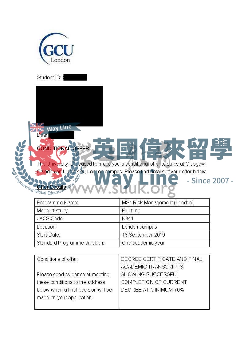 英國格拉斯哥卡利多尼亞大學風險管理碩士