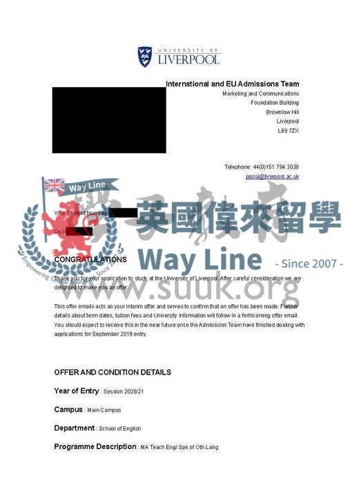 英國利物浦大學TESOL碩士