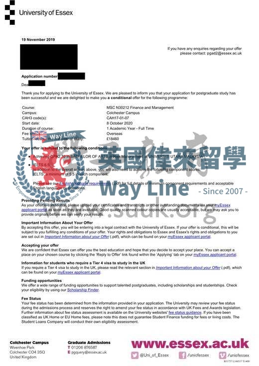 英國埃塞克斯大學金融和管理碩士