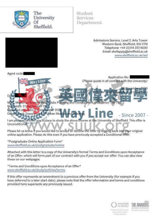 英國謝菲爾德大學房地產規劃與發展碩士