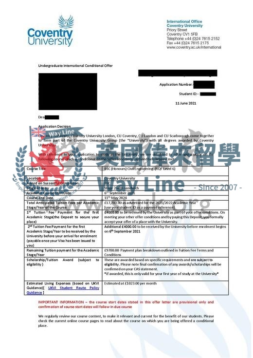 英國考文垂大學土木工程學士第二年實習