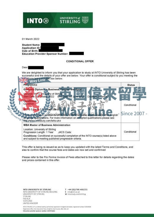 英國斯特林大學MBA碩士預科
