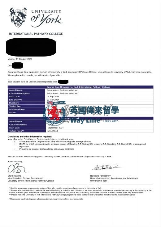 英國約克大學商業與法律碩士預科+全球營銷碩士