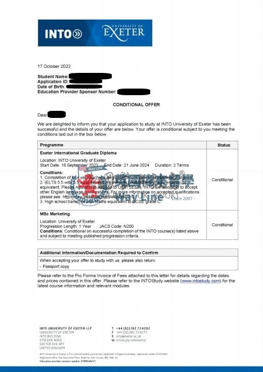 英國埃克塞特大學國際研究生文憑+管理碩士