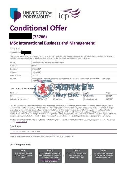 英國朴茨茅斯大學國際商業與管理碩士