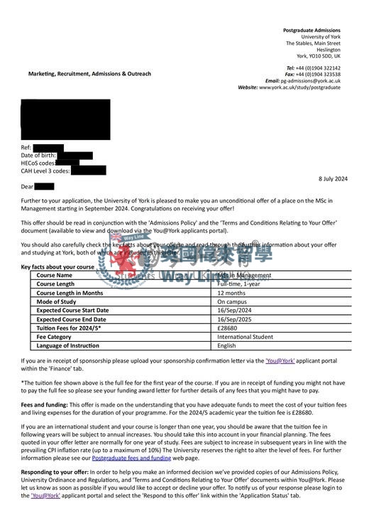 英國約克大學管理學碩士