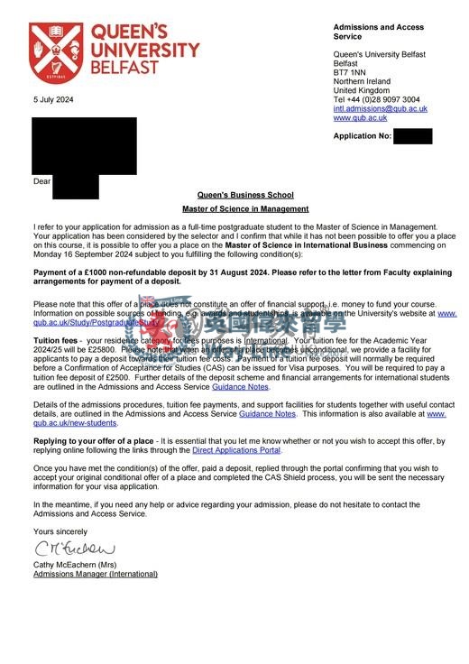 英國貝爾法斯特女王大學管理學碩士