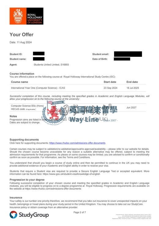 英國倫敦大學皇家霍洛威學院國際大一計算機科學+計算機科學學士
