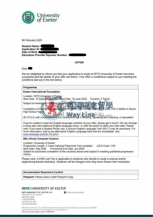 英國埃克塞特大學國際預科+計算機科學學士