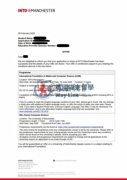 英國曼徹斯特大學國際數學與計算機科學國際預科（UOM）+計算機科學學士