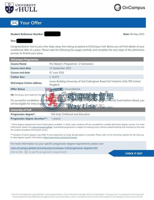 英國赫爾大學碩士預科課程（2學期）+幼兒與教育碩士